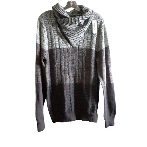 Mens Trash Nouveau Gray Burgundy Knit Metal Zip Turtle Neck Neck M Gift Idea - Picture 9 of 14